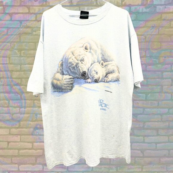 [SOLD] Polar Bear Habitat 90s Vintage Wild Arctic Made in USA Animal XL Shirt - Picture 1 of 4